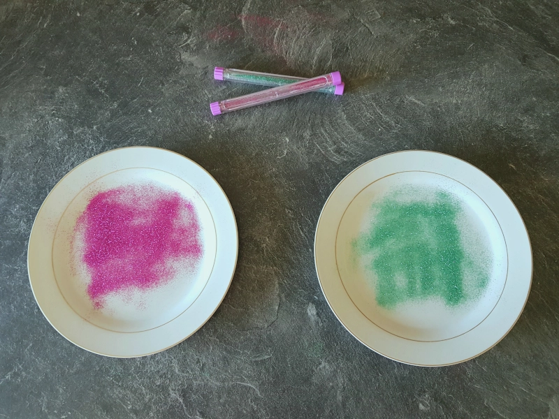 colored glitters in plate