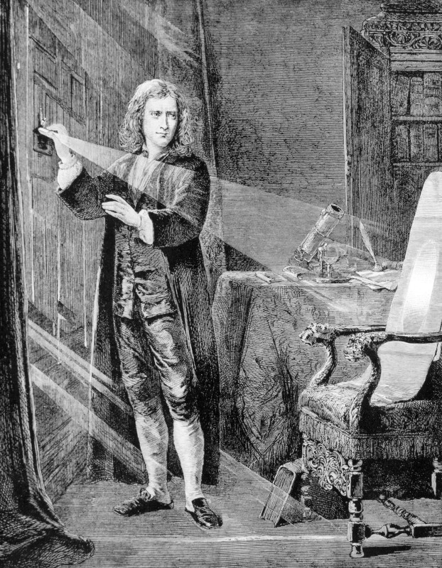 portret van isaac newton licht