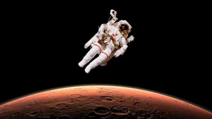 astronaute echappant à la gravite de mars