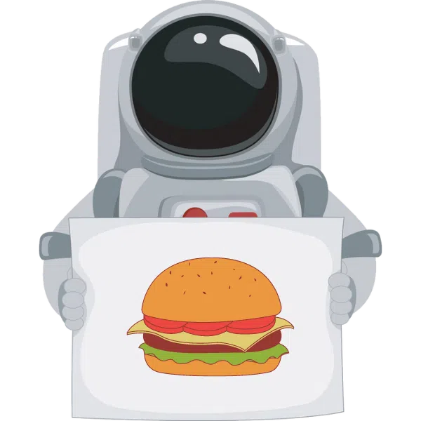 un burger d'astronaute dans l'espace