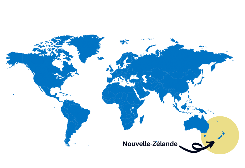 carte du monde ciblant la nouvelle-zélande Curiokids