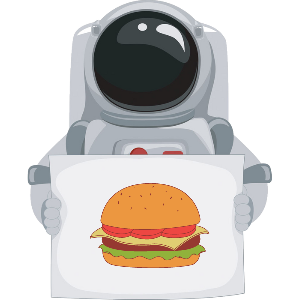 un burger d'astronaute dans l'espace