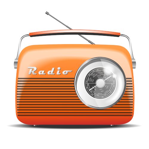 Orange,Retro,Radio.,Vintage.,Vector,Illustration